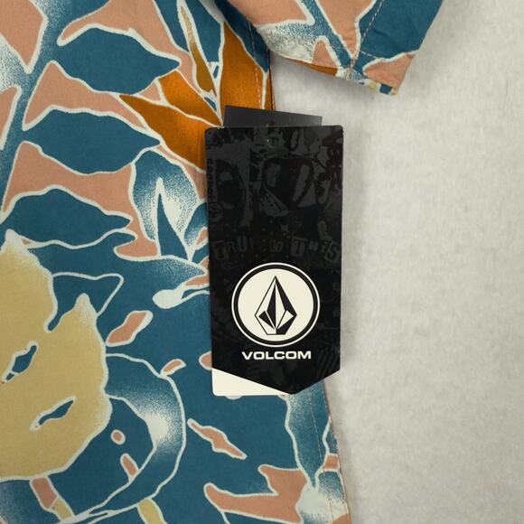 Volcom Mens Button Up Shirt XXL Leaf Pit Floral Short Sleeve Classic Fit - Picture 8 of 12
